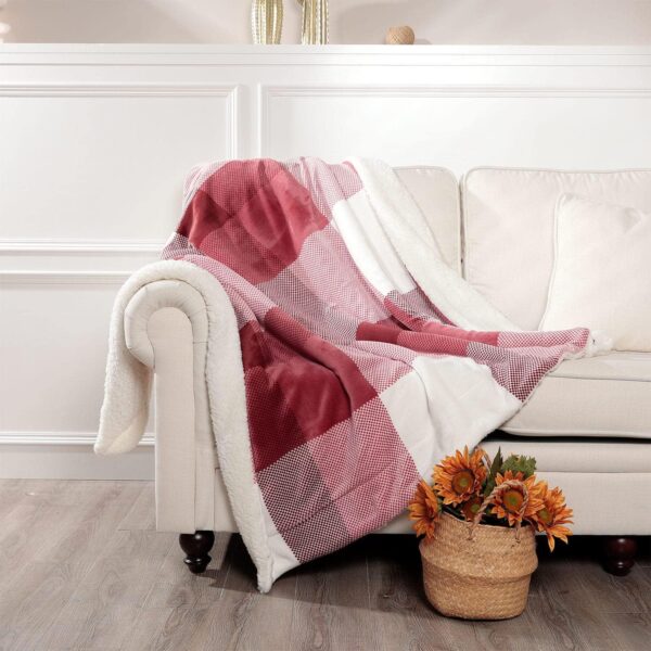 Reversible Sherpa Checkered Plaid Blanket
