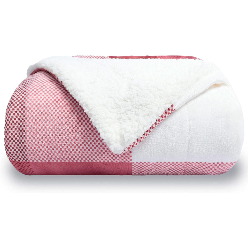 Reversible Sherpa Checkered Plaid Blanket